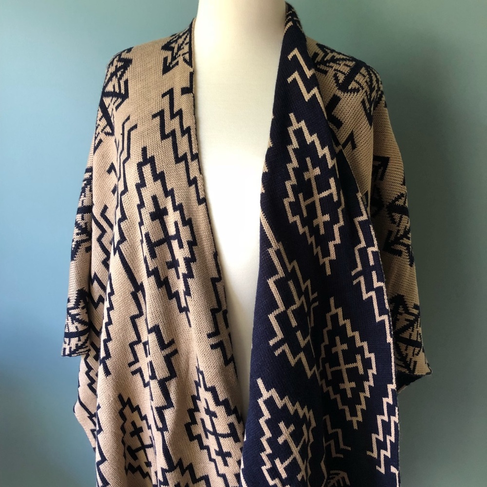 Reversible sweater serape poncho